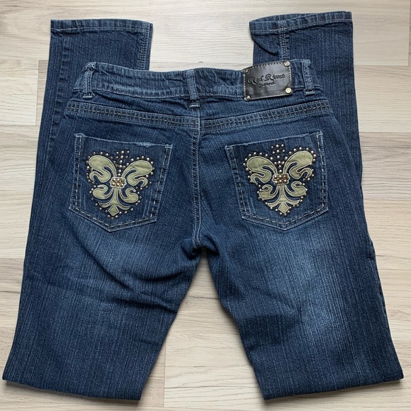 Red Rivet Blue Denim Embellished Jeans - Picture 2 of 5